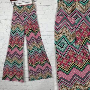 Bold & Beautiful Colorful Chevron Print Wide Leg Chillin Pants